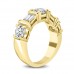 1.54 ct Round and Baguette Cut Diamond Wedding Band Ring In Yellow Gold